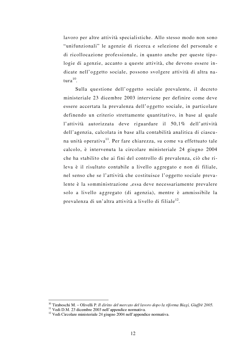 Anteprima della tesi: Le Agenzie per il lavoro nel Decreto Legislativo 276 del 2003, Pagina 12