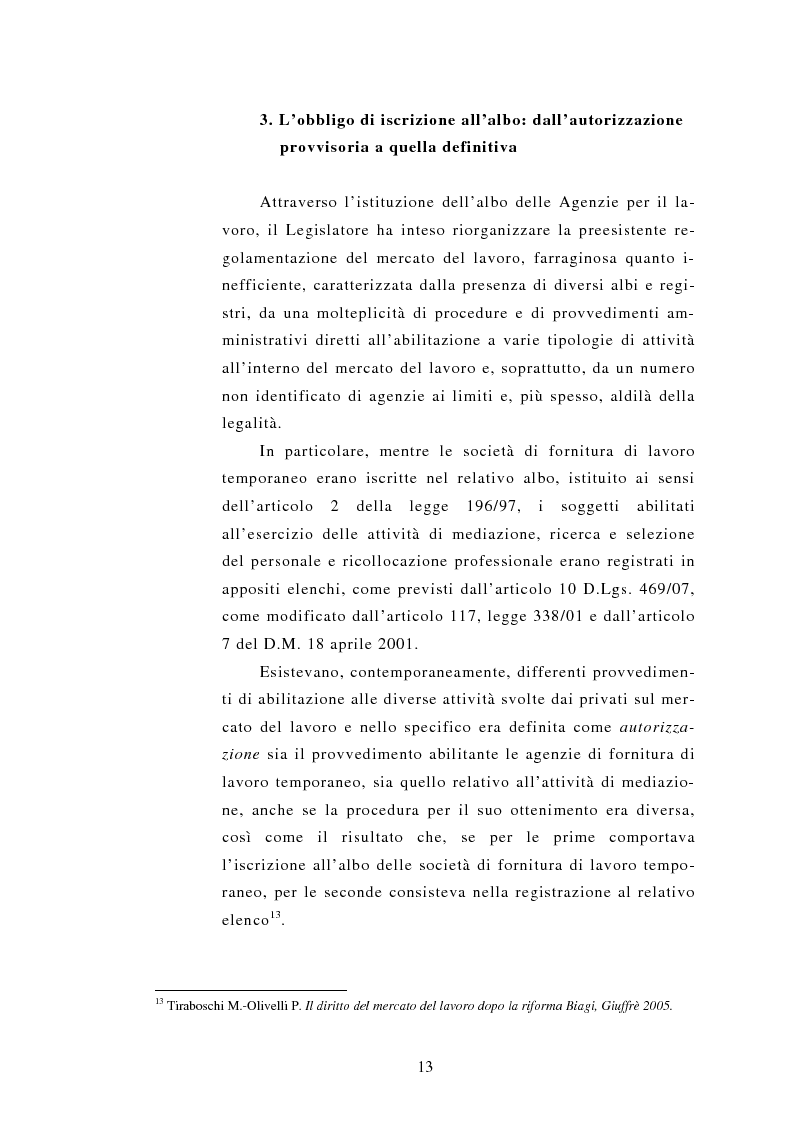 Anteprima della tesi: Le Agenzie per il lavoro nel Decreto Legislativo 276 del 2003, Pagina 13
