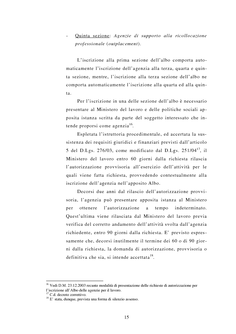 Anteprima della tesi: Le Agenzie per il lavoro nel Decreto Legislativo 276 del 2003, Pagina 15