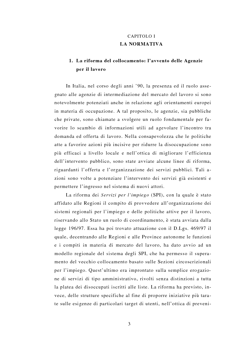 Anteprima della tesi: Le Agenzie per il lavoro nel Decreto Legislativo 276 del 2003, Pagina 3