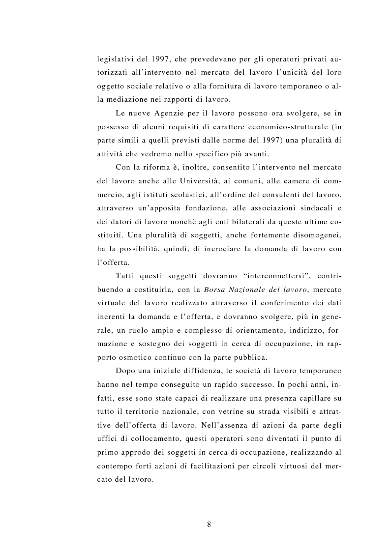Anteprima della tesi: Le Agenzie per il lavoro nel Decreto Legislativo 276 del 2003, Pagina 8