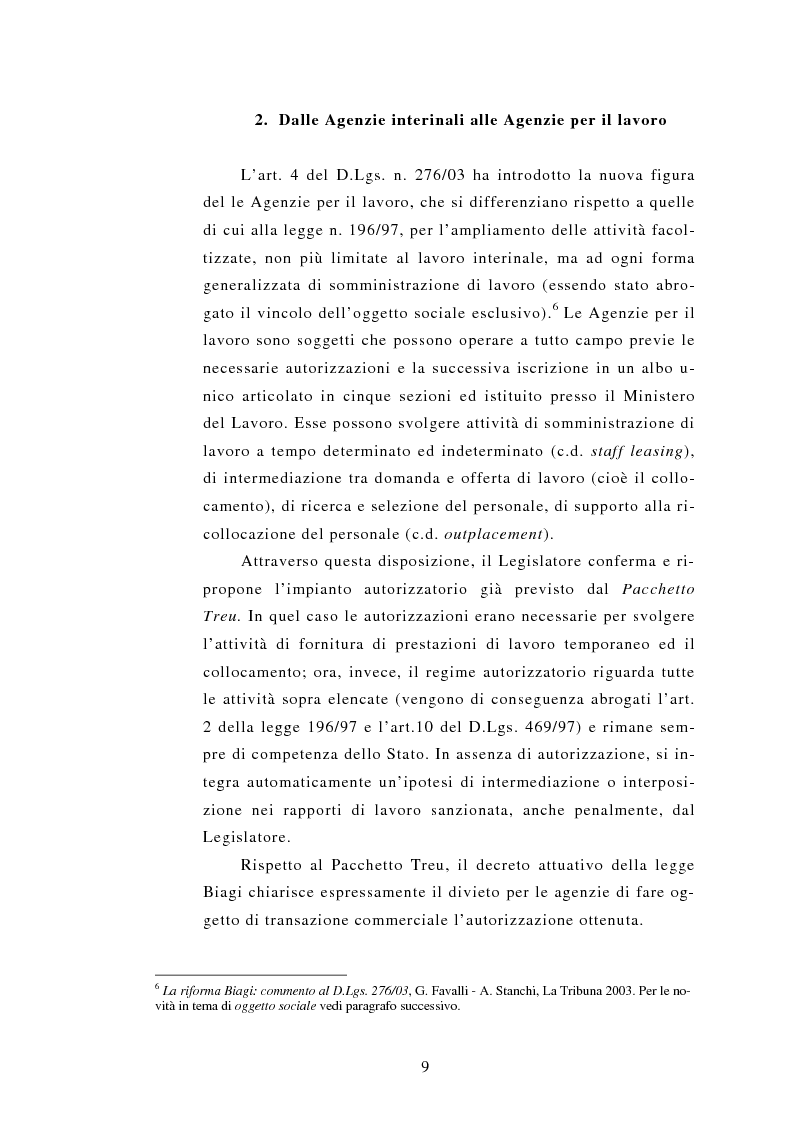 Anteprima della tesi: Le Agenzie per il lavoro nel Decreto Legislativo 276 del 2003, Pagina 9