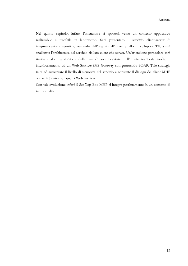 Anteprima della tesi: Sviluppo di un servizio di teleprenotazione eventi per Tv digitale su piattaforma DVB-MHP, Pagina 2