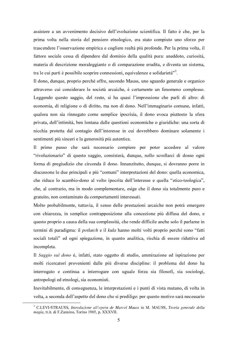 Anteprima della tesi: A partire da Marcel Mauss: il paradosso del dono fra reciprocità e dispendio., Pagina 2