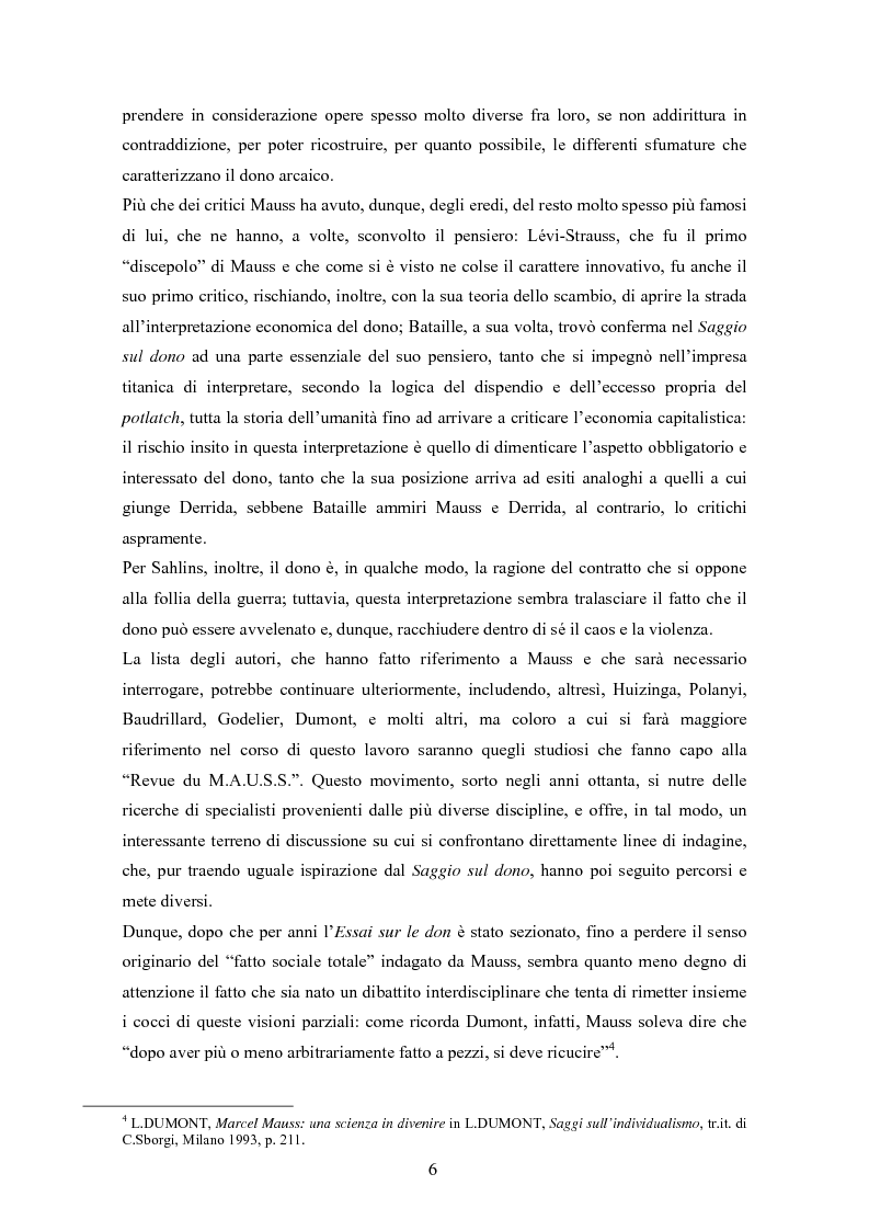 Anteprima della tesi: A partire da Marcel Mauss: il paradosso del dono fra reciprocità e dispendio., Pagina 3