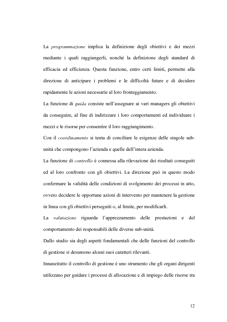 Anteprima della tesi: Il controllo di gestione e la misura della performance dell'azienda pubblica: l'analisi dell'efficienza con il sistema SICOGE, Pagina 12