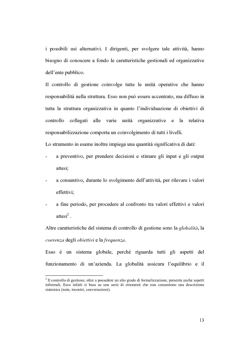 Anteprima della tesi: Il controllo di gestione e la misura della performance dell'azienda pubblica: l'analisi dell'efficienza con il sistema SICOGE, Pagina 13
