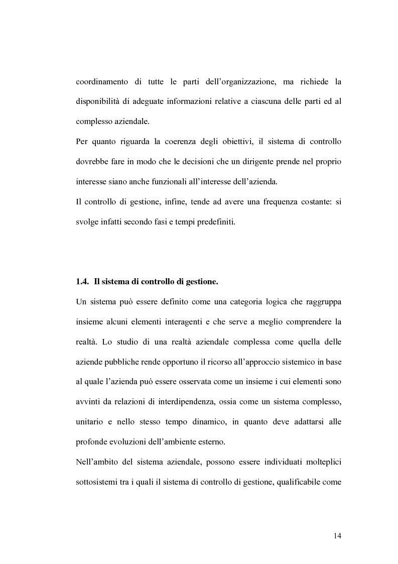 Anteprima della tesi: Il controllo di gestione e la misura della performance dell'azienda pubblica: l'analisi dell'efficienza con il sistema SICOGE, Pagina 14