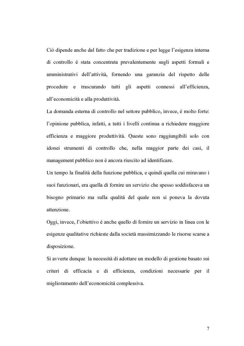 Anteprima della tesi: Il controllo di gestione e la misura della performance dell'azienda pubblica: l'analisi dell'efficienza con il sistema SICOGE, Pagina 7