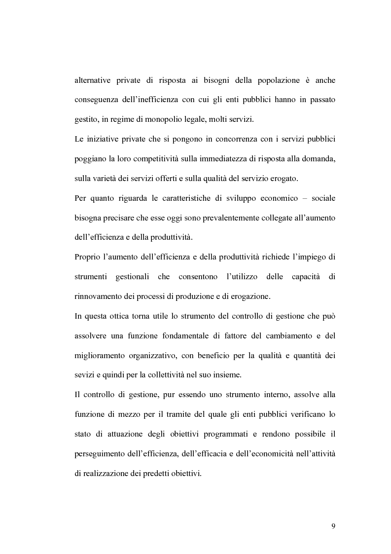 Anteprima della tesi: Il controllo di gestione e la misura della performance dell'azienda pubblica: l'analisi dell'efficienza con il sistema SICOGE, Pagina 9