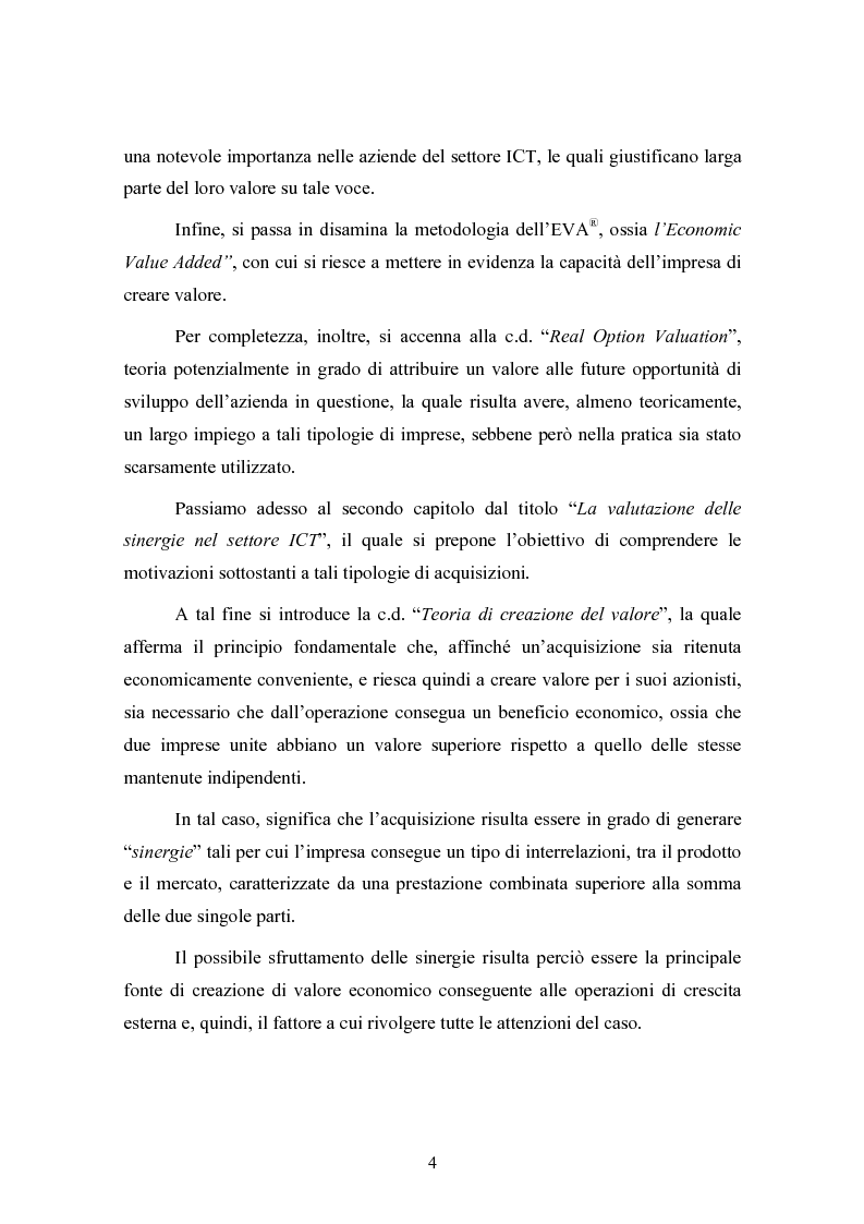 Anteprima della tesi: Le concentrazioni nel settore ICT: una analisi dei prezzi pagati da Tiscali, Pagina 4