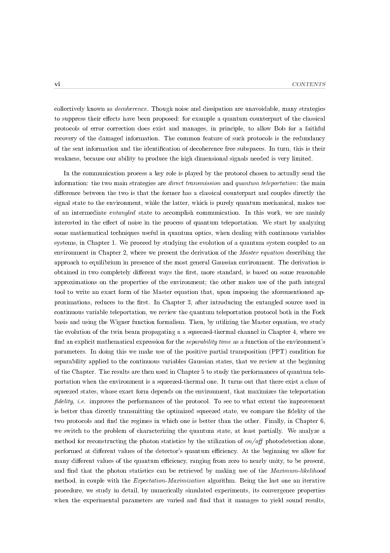 Anteprima della tesi: Effects of noise in continuous variables quantum communication and measurement, Pagina 2