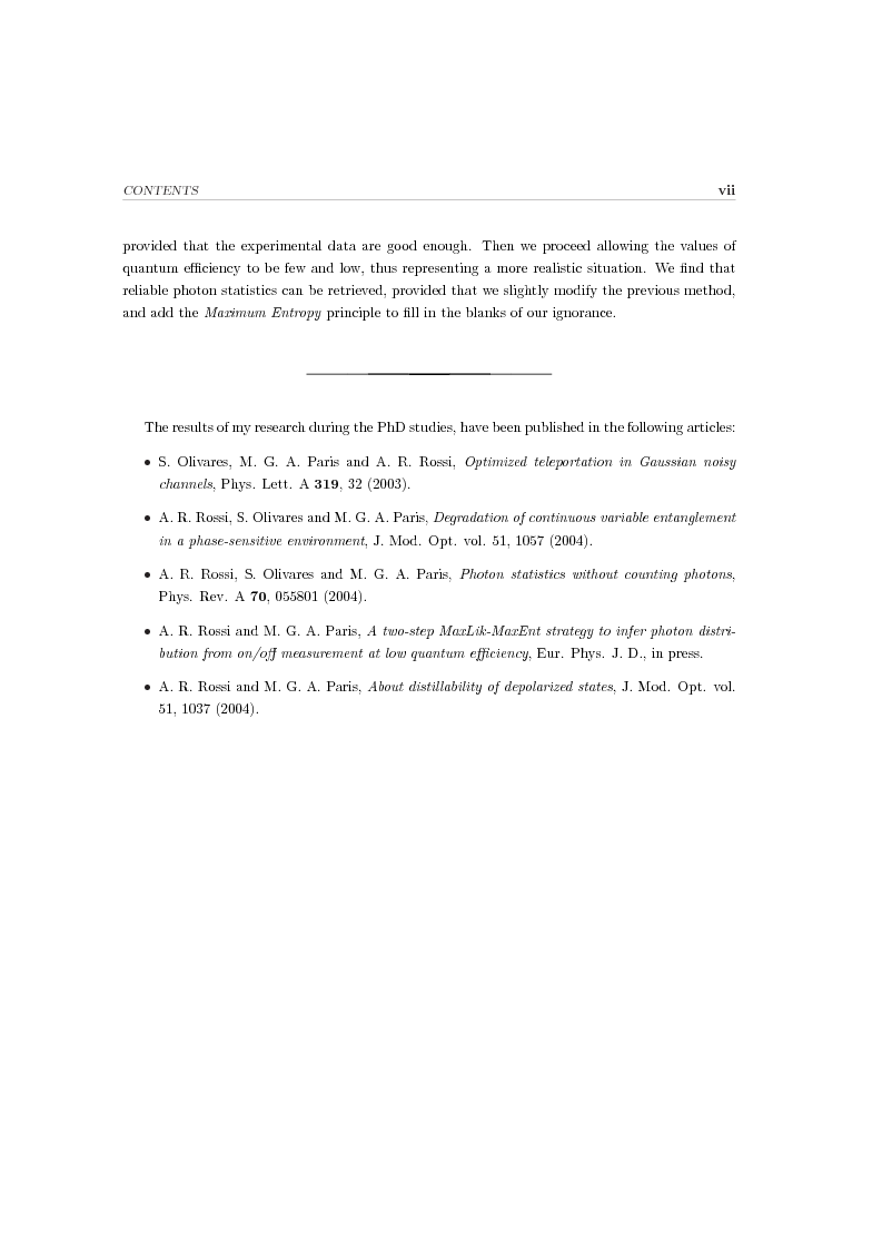Anteprima della tesi: Effects of noise in continuous variables quantum communication and measurement, Pagina 3