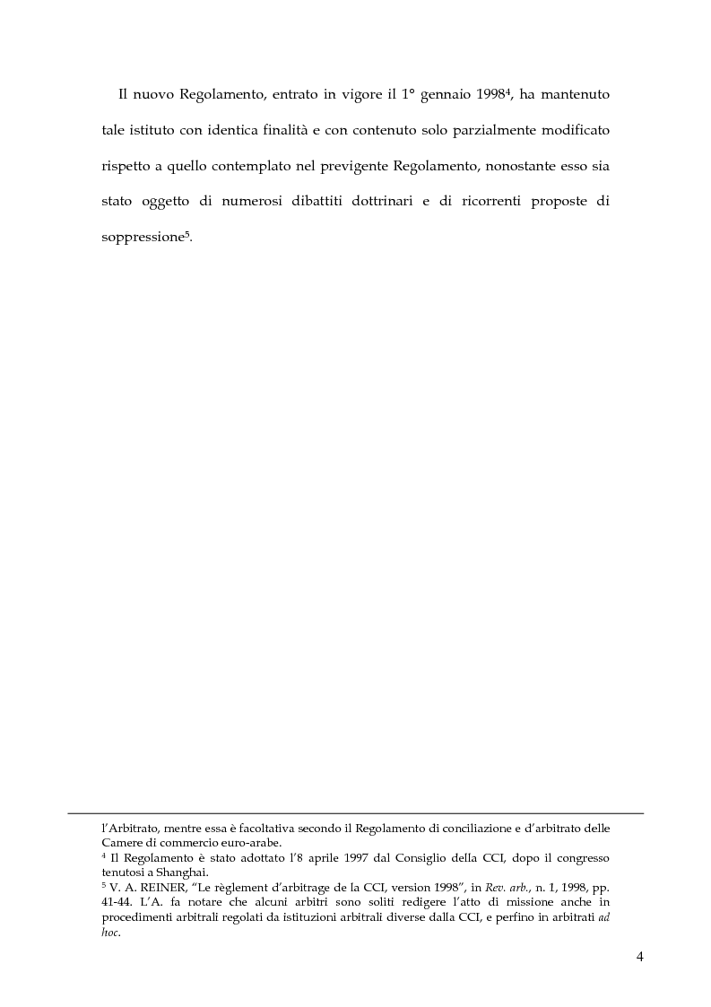 Anteprima della tesi: L'atto di missione nel regolamento arbitrale della Camera di Commercio Internazionale, Pagina 2