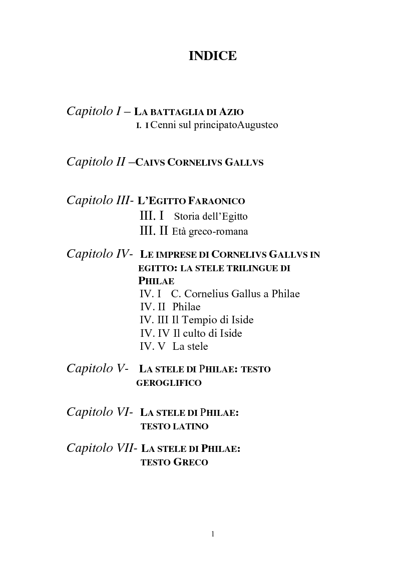 Indice della tesi: La vicenda politica di Caivs Cornelivs Gallvs, Pagina 1