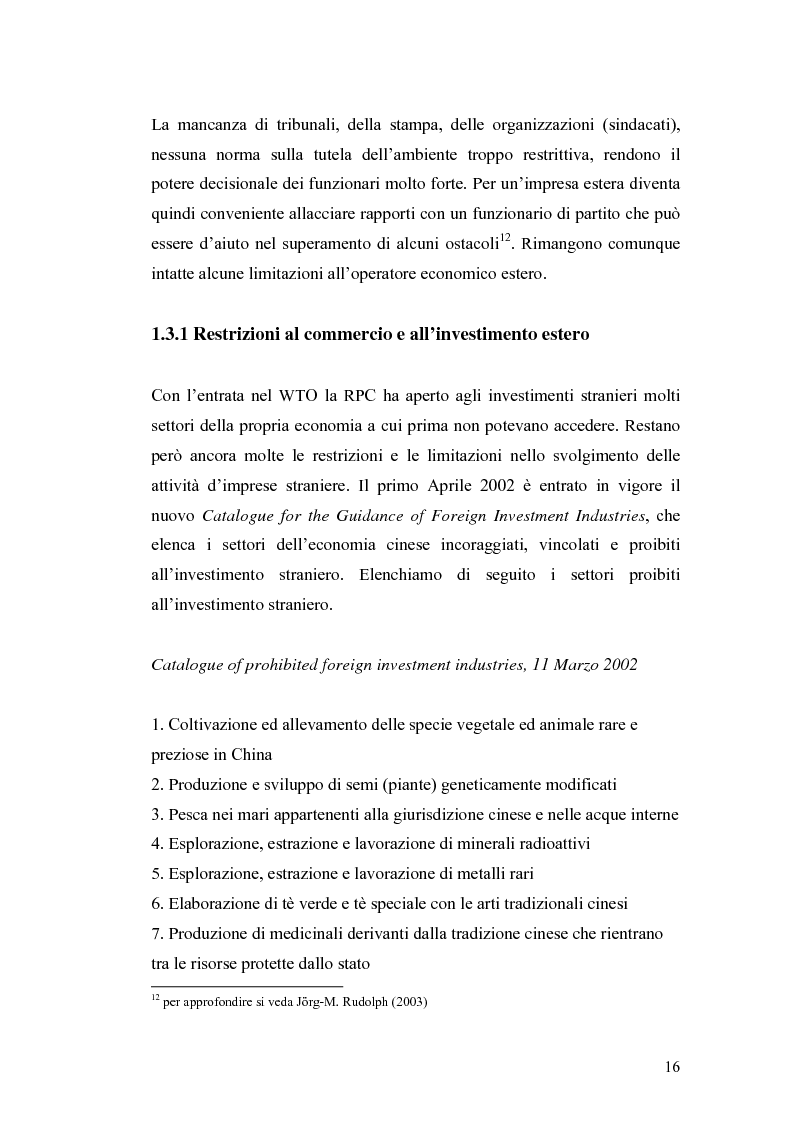 Anteprima della tesi: Gli Investimenti Diretti Esteri Nella Cina Del Nuovo Millennio: Aspetti Tributari, Pagina 14
