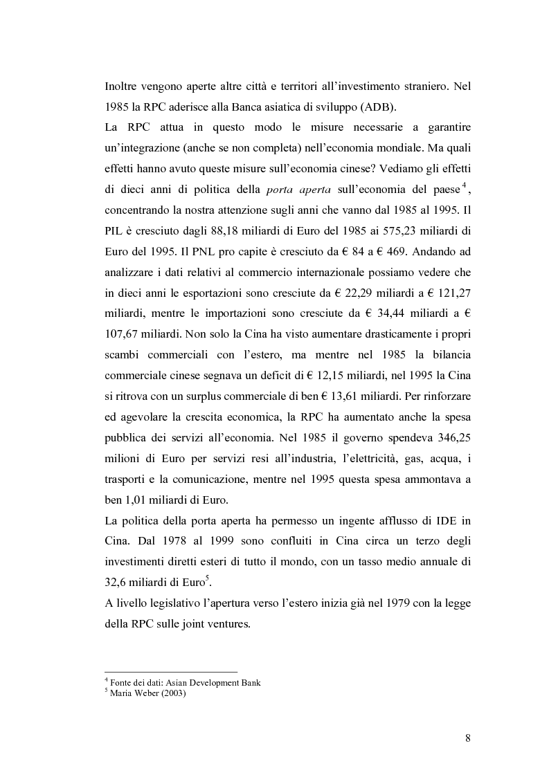 Anteprima della tesi: Gli Investimenti Diretti Esteri Nella Cina Del Nuovo Millennio: Aspetti Tributari, Pagina 6