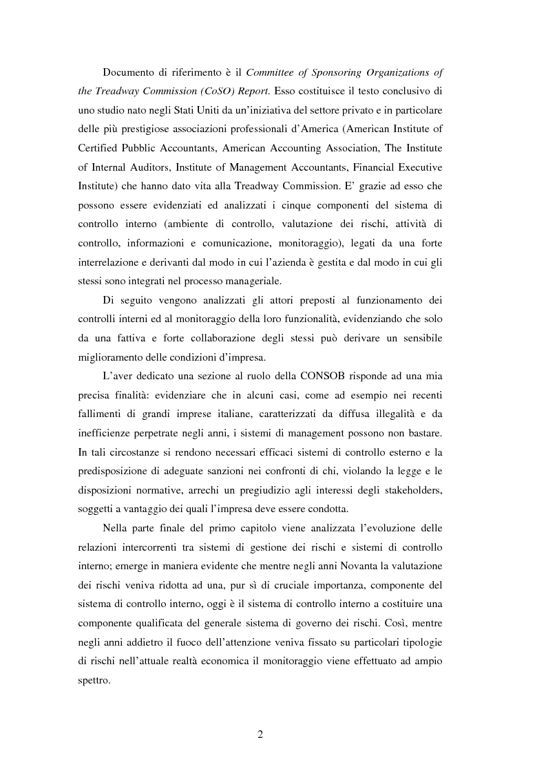 Anteprima della tesi: Il sistema dei controlli interni nelle aziende complesse, Pagina 2