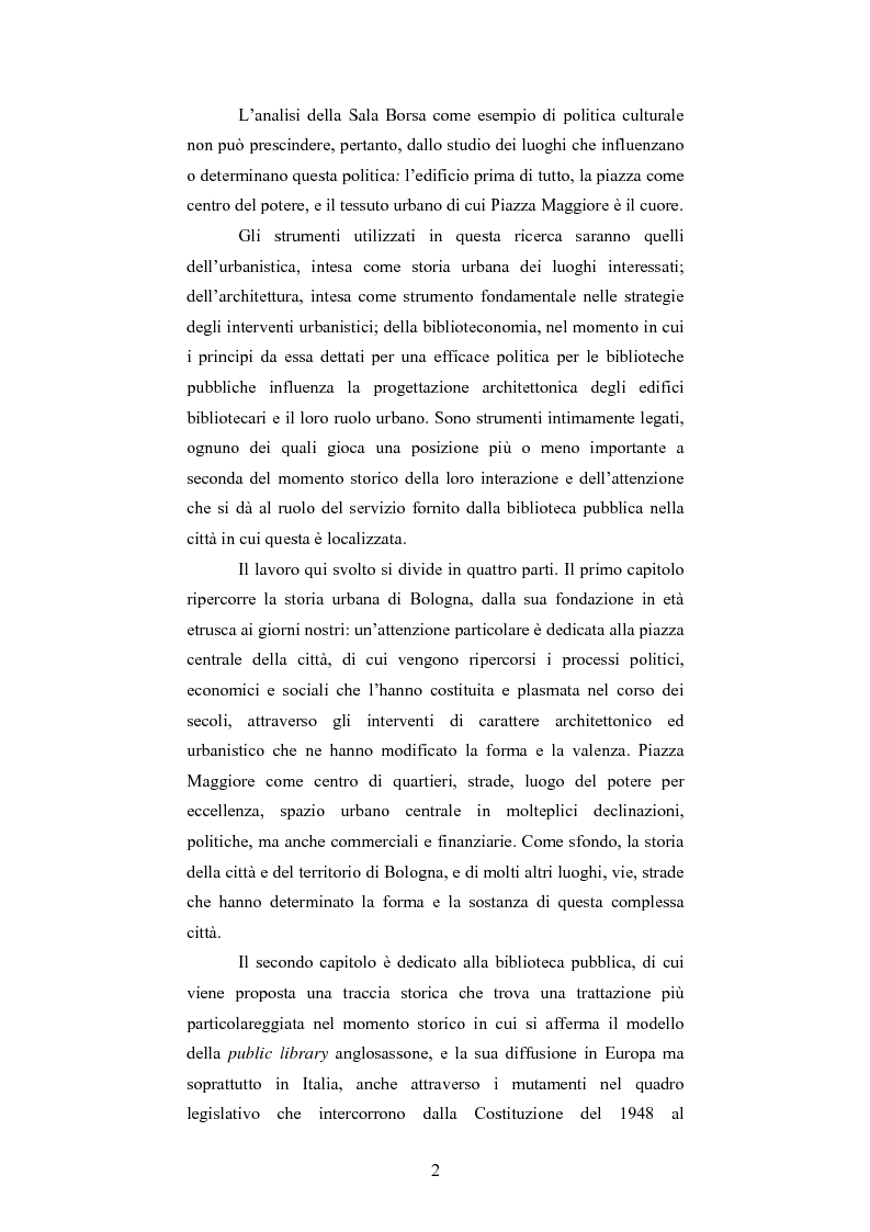 Anteprima della tesi: La Sala Borsa di Bologna: tra funzione urbanistica e ruolo pubblico, Pagina 2