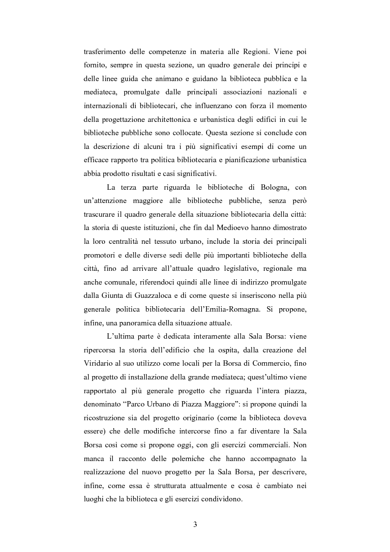 Anteprima della tesi: La Sala Borsa di Bologna: tra funzione urbanistica e ruolo pubblico, Pagina 3