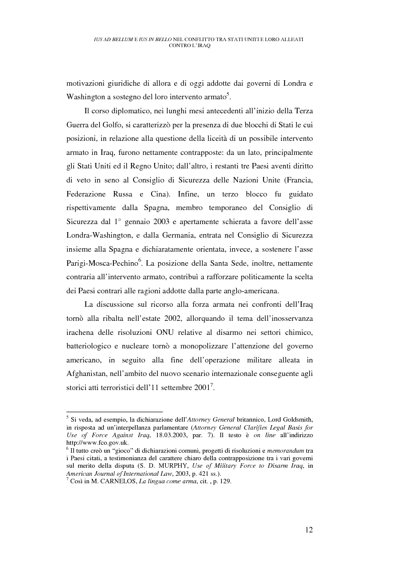 Anteprima della tesi: Ius ad bellum e ius in bello nel conflitto tra Stati Uniti e loro alleati contro l'Iraq, Pagina 12
