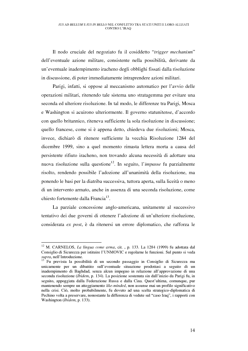 Anteprima della tesi: Ius ad bellum e ius in bello nel conflitto tra Stati Uniti e loro alleati contro l'Iraq, Pagina 14