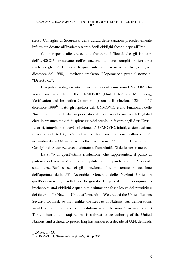 Anteprima della tesi: Ius ad bellum e ius in bello nel conflitto tra Stati Uniti e loro alleati contro l'Iraq, Pagina 6