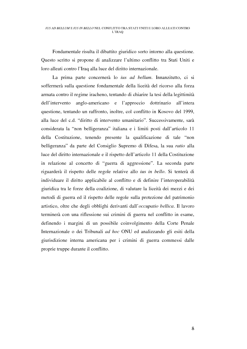 Anteprima della tesi: Ius ad bellum e ius in bello nel conflitto tra Stati Uniti e loro alleati contro l'Iraq, Pagina 8