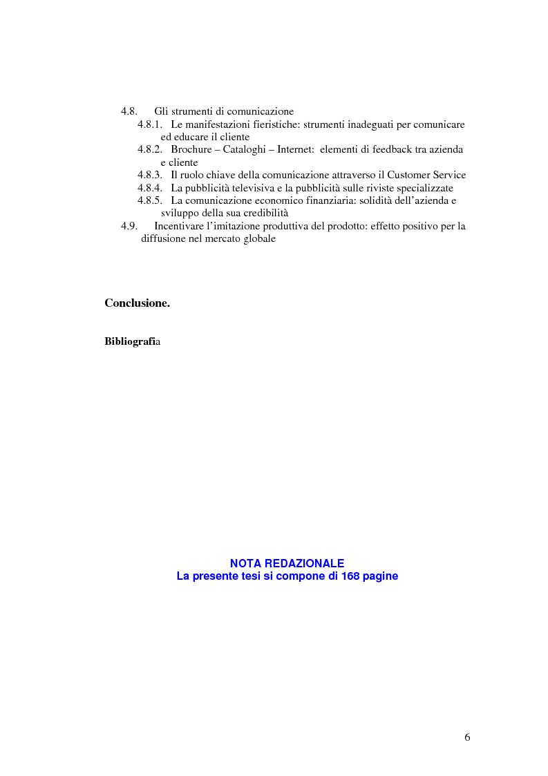 Indice della tesi: Le politiche di comunicazione dei prodotti tecnologici dirompenti nel mercato globale. Il caso Jepssen, Pagina 3