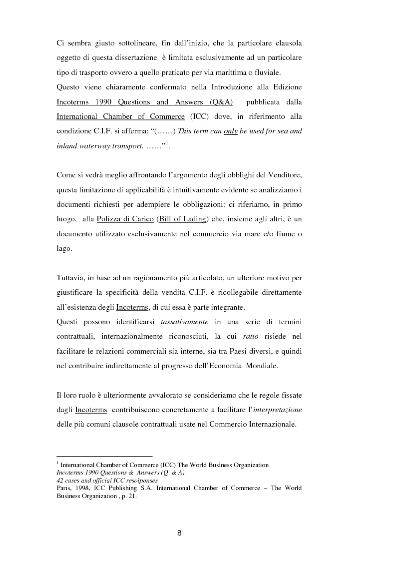 Anteprima della tesi: La vendita a condizione C.I.F. nella giurisprudenza di Common Law, Pagina 12