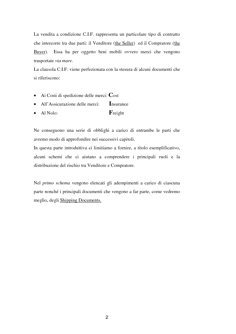 Anteprima della tesi: La vendita a condizione C.I.F. nella giurisprudenza di Common Law, Pagina 6
