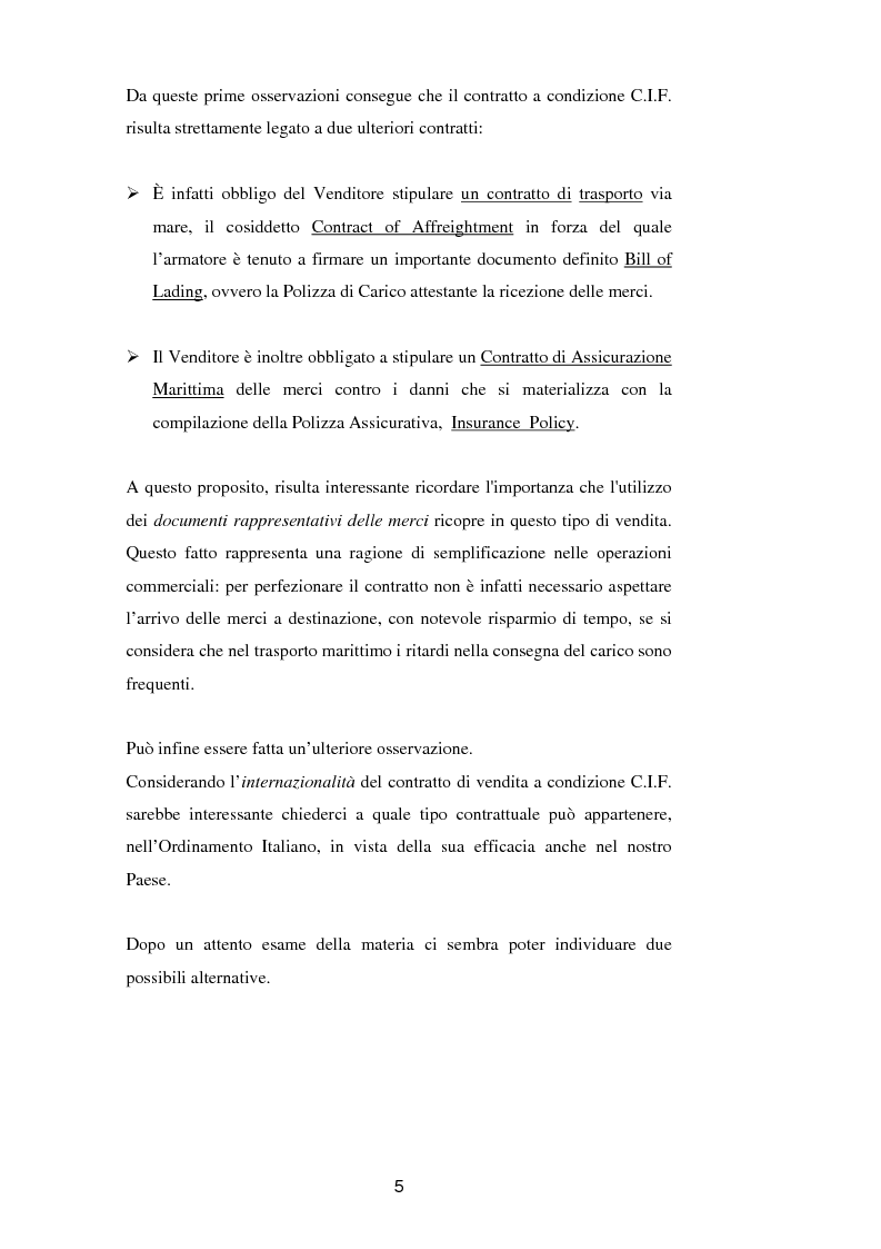 Anteprima della tesi: La vendita a condizione C.I.F. nella giurisprudenza di Common Law, Pagina 9