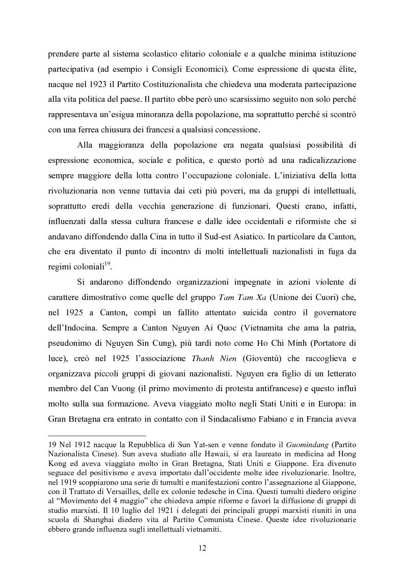 Anteprima della tesi: VIET NAM: Una pace difficile - Dalla ''vietnamizzazione'' del conflitto all'invasione della Cambogia, Pagina 12