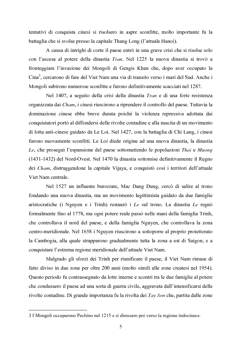 Anteprima della tesi: VIET NAM: Una pace difficile - Dalla ''vietnamizzazione'' del conflitto all'invasione della Cambogia, Pagina 5