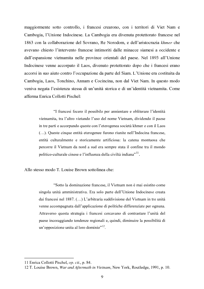 Anteprima della tesi: VIET NAM: Una pace difficile - Dalla ''vietnamizzazione'' del conflitto all'invasione della Cambogia, Pagina 9