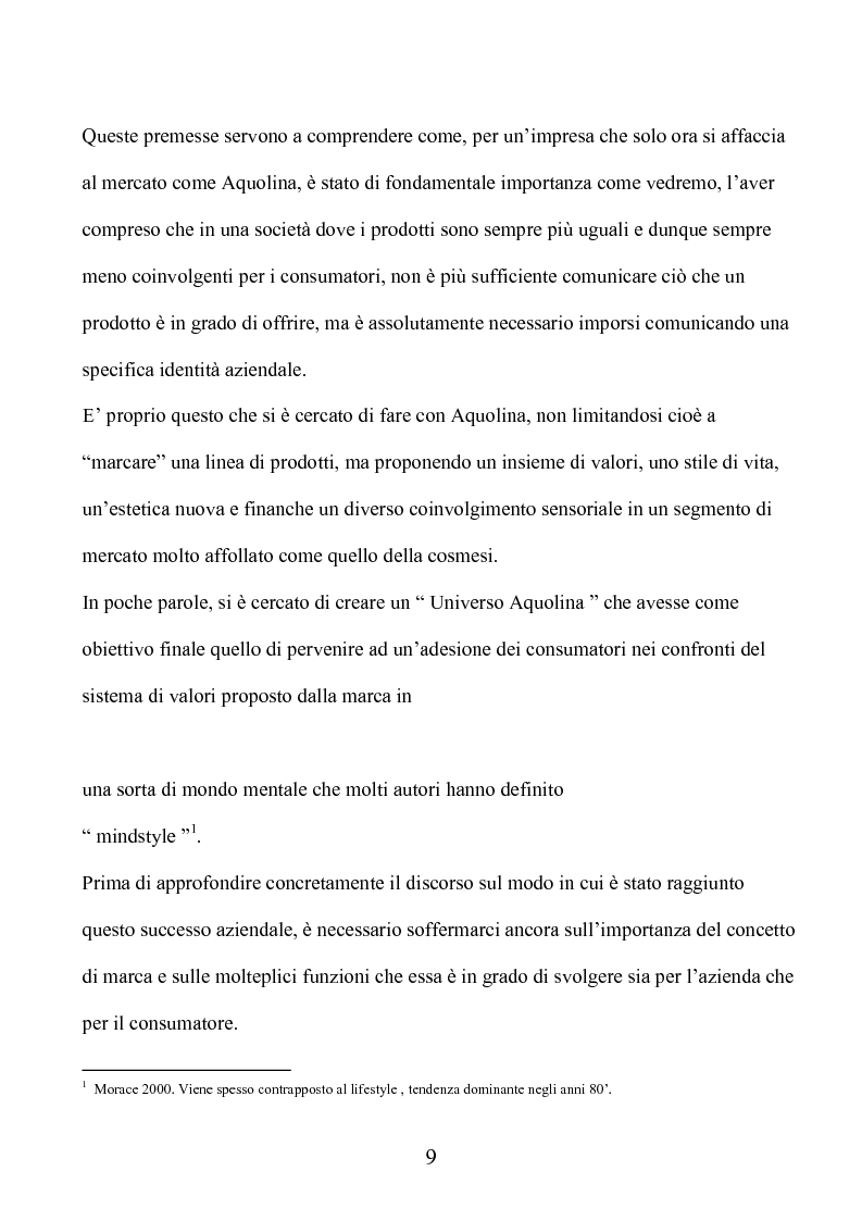 Anteprima della tesi: Marca e packaging per il successo aziendale: Il caso Aquolina, nuovi universi sensoriali per la cosmesi., Pagina 4