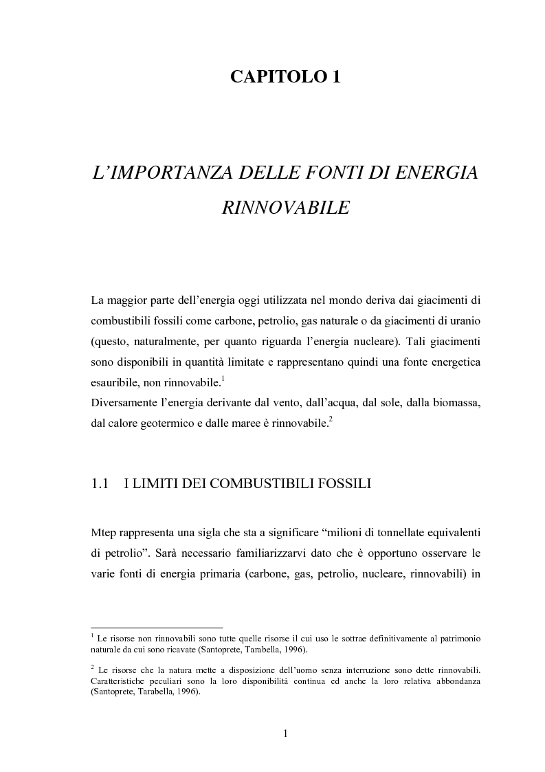 Anteprima della tesi: Le fonti energetiche rinnovabili. Valutazioni economiche, politiche ed ambientali., Pagina 6