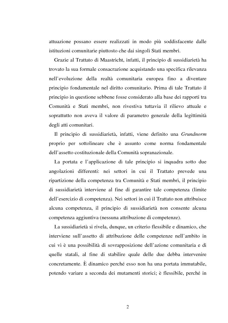Anteprima della tesi: Il principio di sussidiarietà nel diritto comunitario, Pagina 2