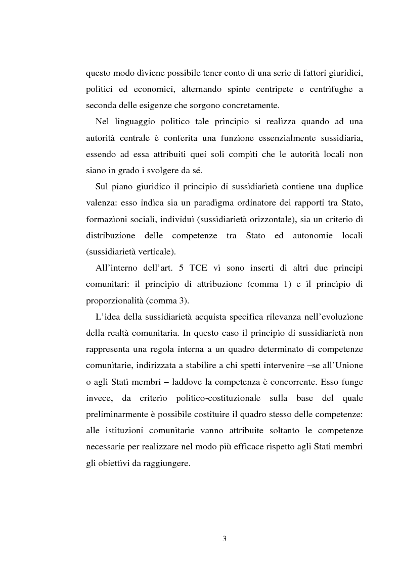 Anteprima della tesi: Il principio di sussidiarietà nel diritto comunitario, Pagina 3