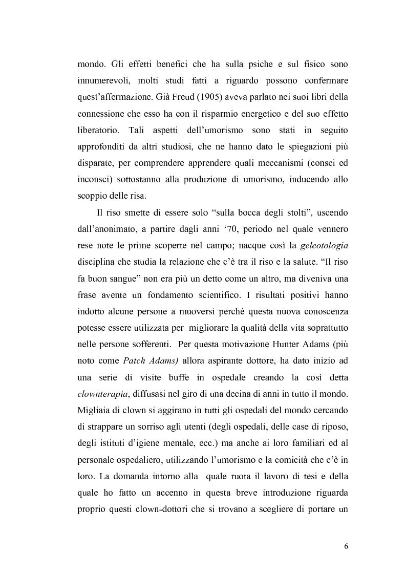 Anteprima della tesi: Ridere per far bene a se stessi o per far ridere gli altri? L'umorismo nella clownterapia, Pagina 2
