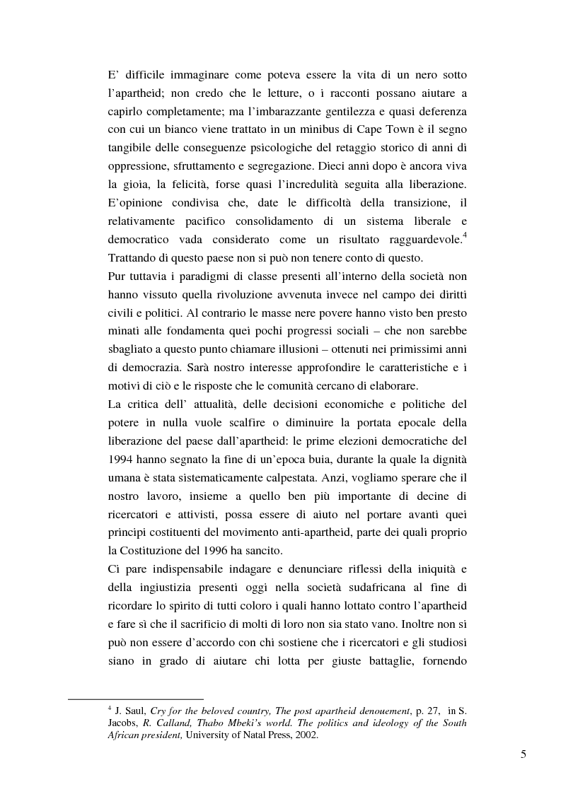 Anteprima della tesi: Riforme e conomiche e servizi sociali nel sudafrica post-apartheid: l'accesso all'acqua, Pagina 3