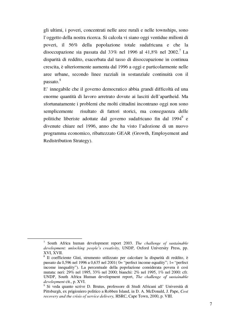 Anteprima della tesi: Riforme e conomiche e servizi sociali nel sudafrica post-apartheid: l'accesso all'acqua, Pagina 5