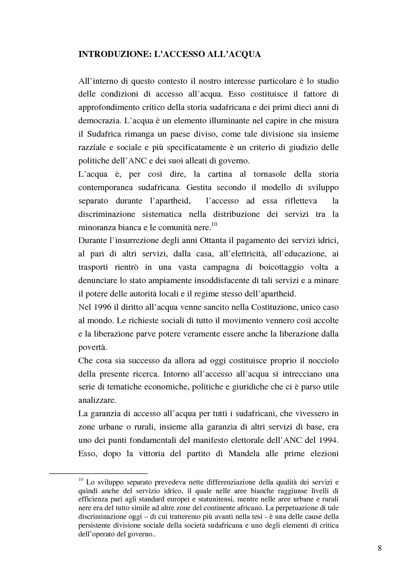Anteprima della tesi: Riforme e conomiche e servizi sociali nel sudafrica post-apartheid: l'accesso all'acqua, Pagina 6