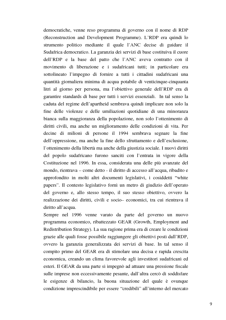 Anteprima della tesi: Riforme e conomiche e servizi sociali nel sudafrica post-apartheid: l'accesso all'acqua, Pagina 7