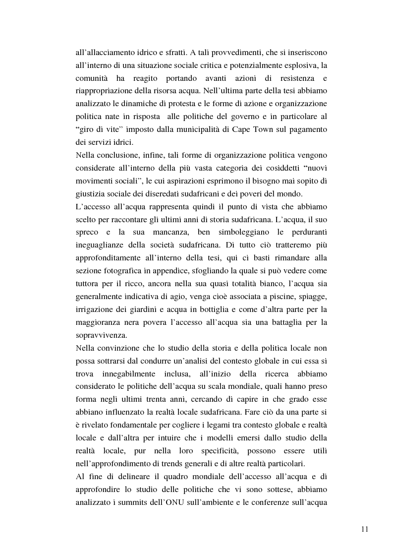 Anteprima della tesi: Riforme e conomiche e servizi sociali nel sudafrica post-apartheid: l'accesso all'acqua, Pagina 9