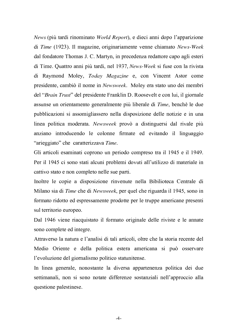 Anteprima della tesi: ''God bless Israel''. La formazione dello Stato d’Israele vista attraverso le pagine di Newsweek e Time Magazine (1945 - 1949), Pagina 2