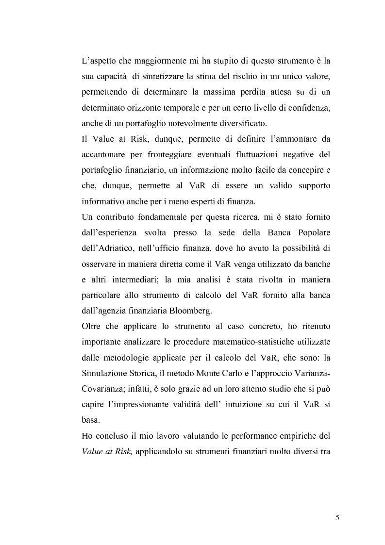 Anteprima della tesi: Evidenza empirica sul Value at Risk, Pagina 2