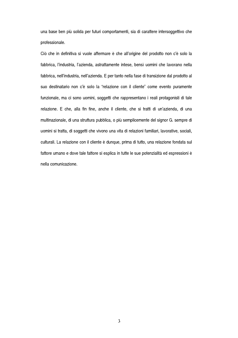 Anteprima della tesi: Tecniche della comunicazione nella '' Relazione con il cliente'', Pagina 3