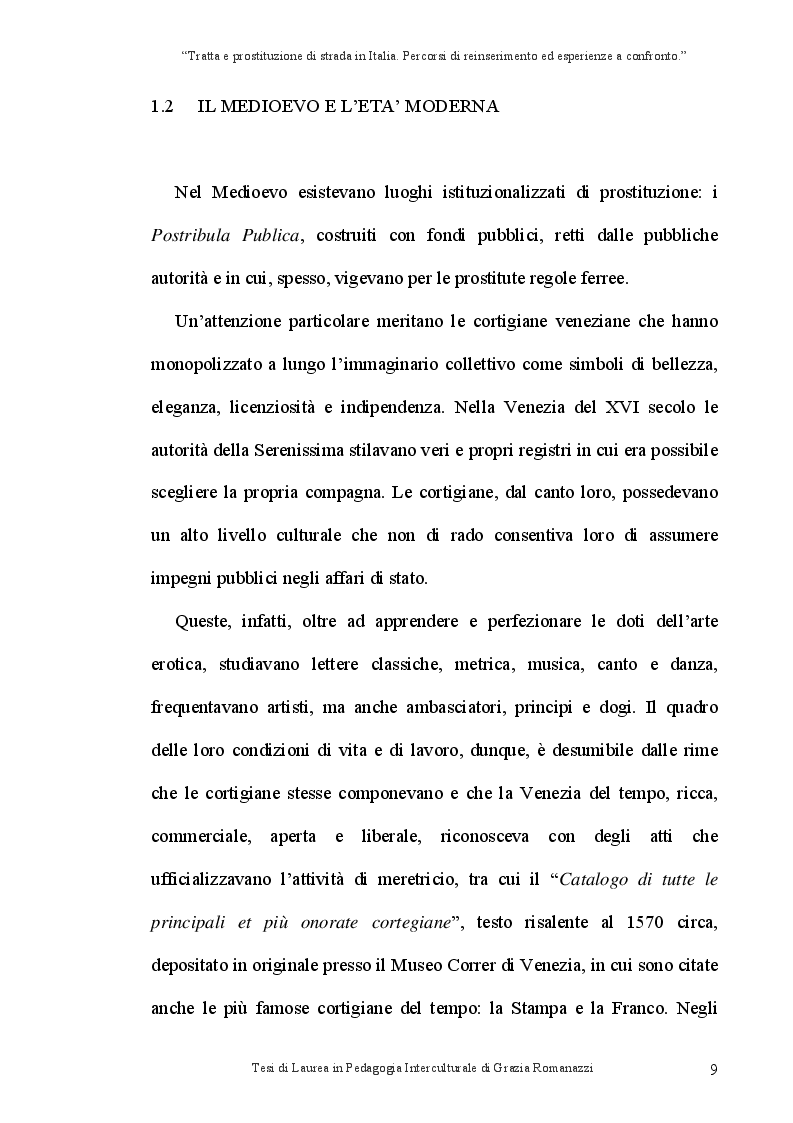 Anteprima della tesi: Tratta e prostituzione di strada in Italia. Percorsi di reinserimento ed esperienze a confronto., Pagina 10