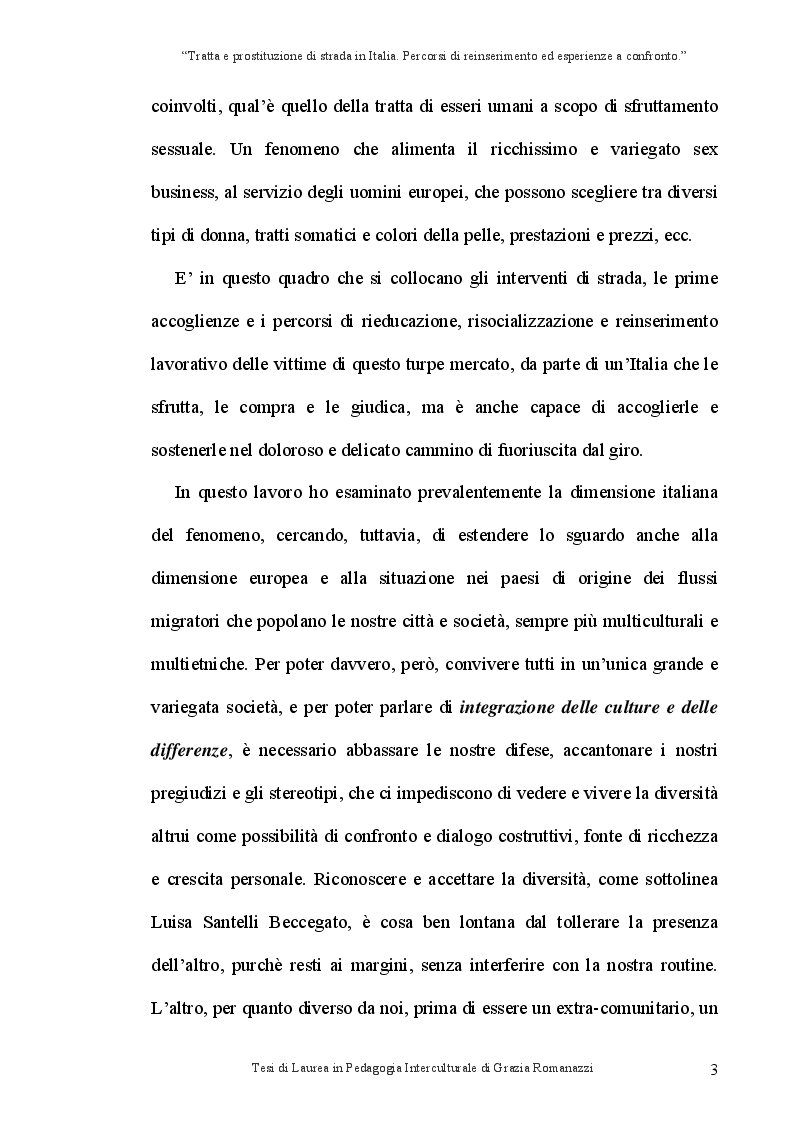 Anteprima della tesi: Tratta e prostituzione di strada in Italia. Percorsi di reinserimento ed esperienze a confronto., Pagina 4